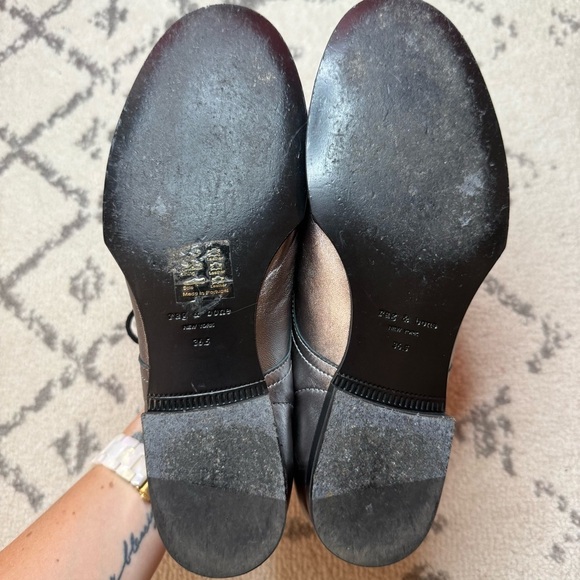RAG & BONE Audrey Pewter Metallic Silver Preppy Lace Up Oxfords - Picture 9 of 12
